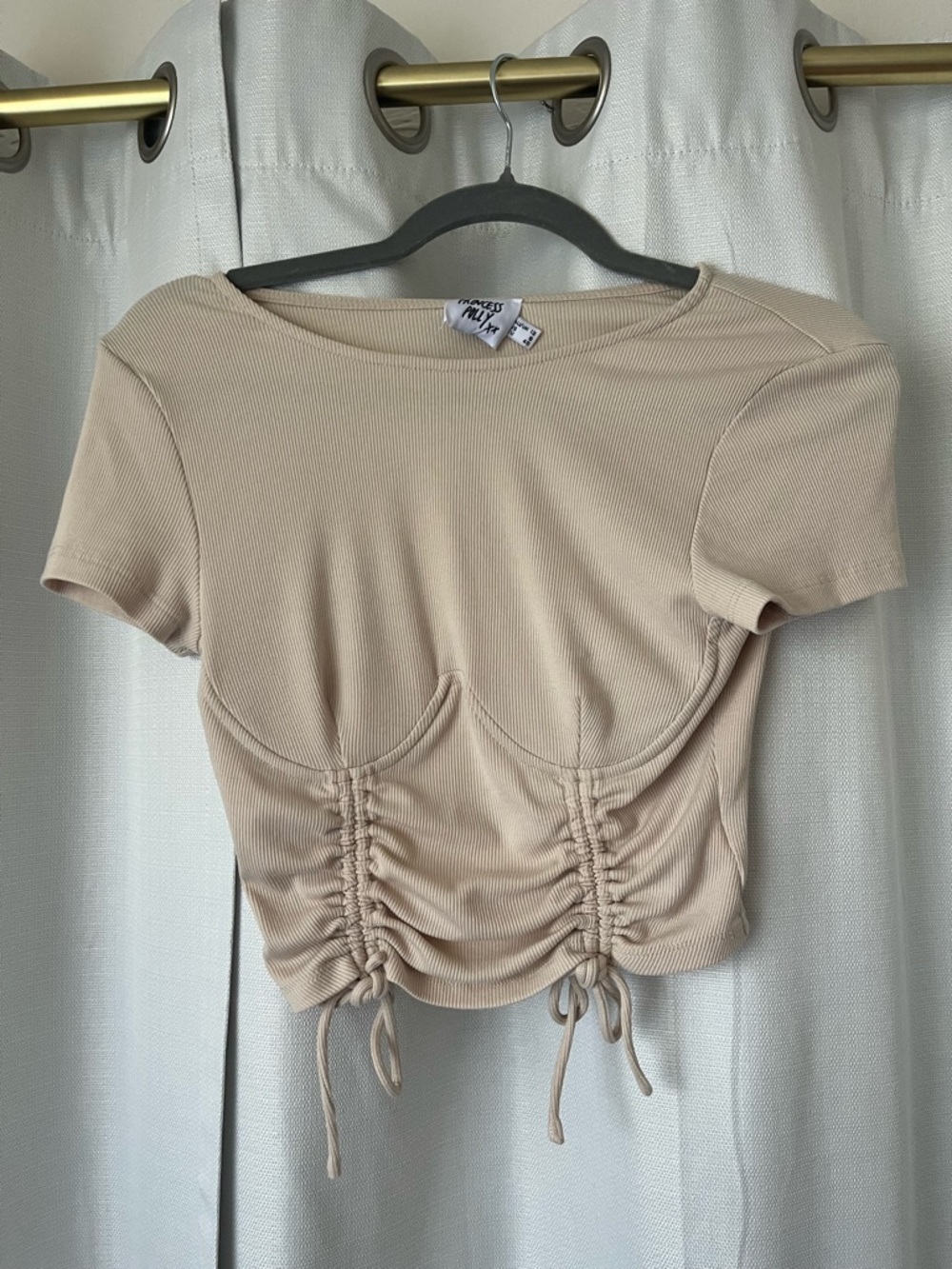 Princess Polly Beige Rushed top